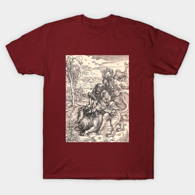 Samson Slays the Lion by Albrecht Durer T-Shirt by Star Scrunch